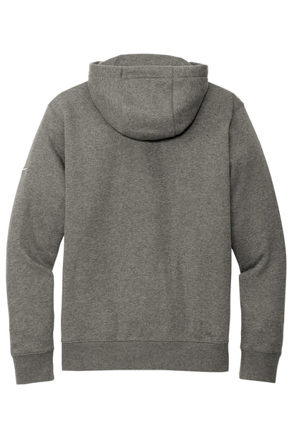 Rear View of CharcoalHt Nike Club Fleece Sleeve Swoosh Full-Zip Hoodie NKDR1513