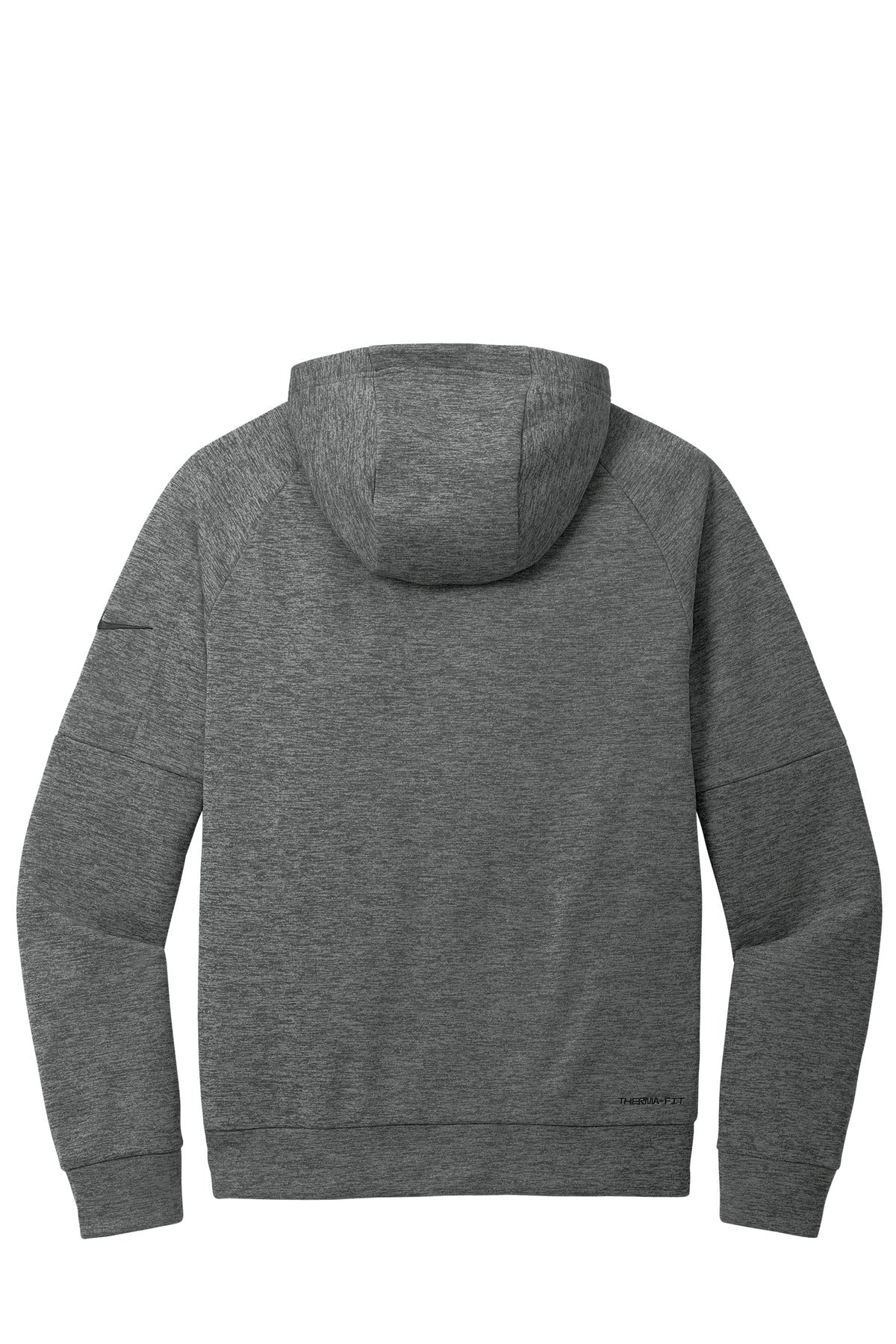 Rear View of CharcoalHt Nike Therma-FIT Pocket 1/4-Zip Fleece Hoodie NKFD9742
