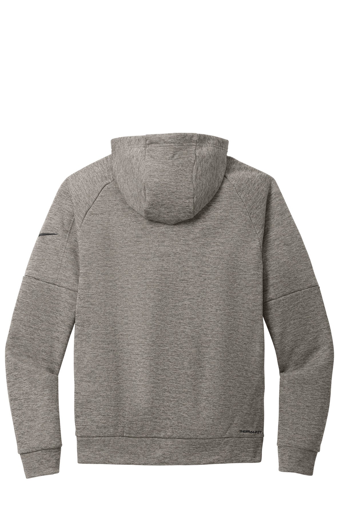 Rear View of CharcoalHt Nike Therma-FIT Pocket Full-Zip Fleece Hoodie NKFD9859