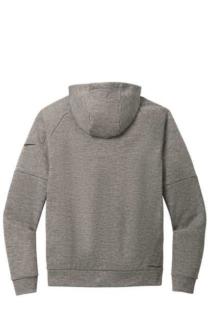 Rear View of CharcoalHt Nike Therma-FIT Pocket Full-Zip Fleece Hoodie NKFD9859