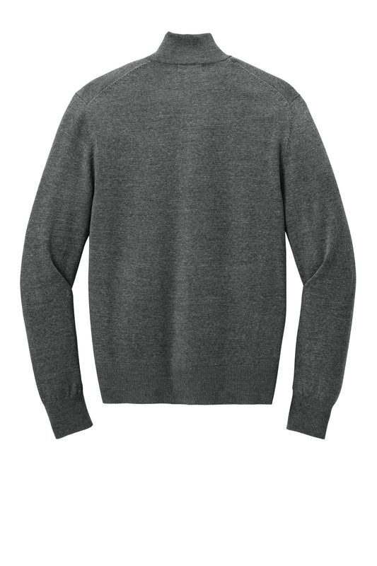 Rear View of CharcoalHt Port Authority Easy Care Full-Zip Sweater SW2901