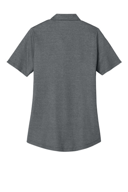Rear View of CharcoalHt Port Authority Women's Fine Pique Blend Polo LK830