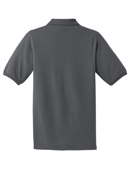 Rear View of CharGrey Jerzees Dri-Power Sport Shirt. 437M