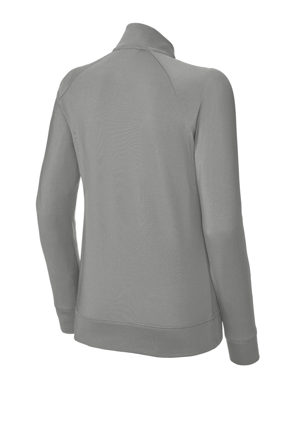 Rear View of CharGrey Sport-Tek Women's Sport-Wick Stretch Full-Zip Cadet Jacket LST857