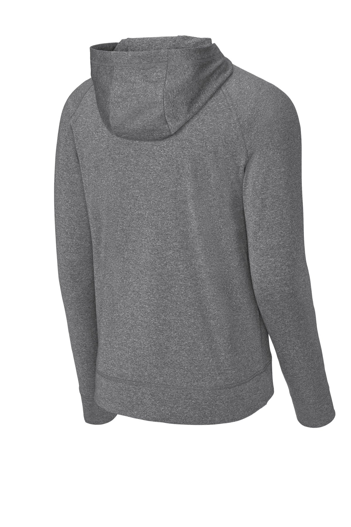 Rear View of CharGreyHt Sport-Tek Sport-Wick Stretch 1/2-Zip Hoodie ST856