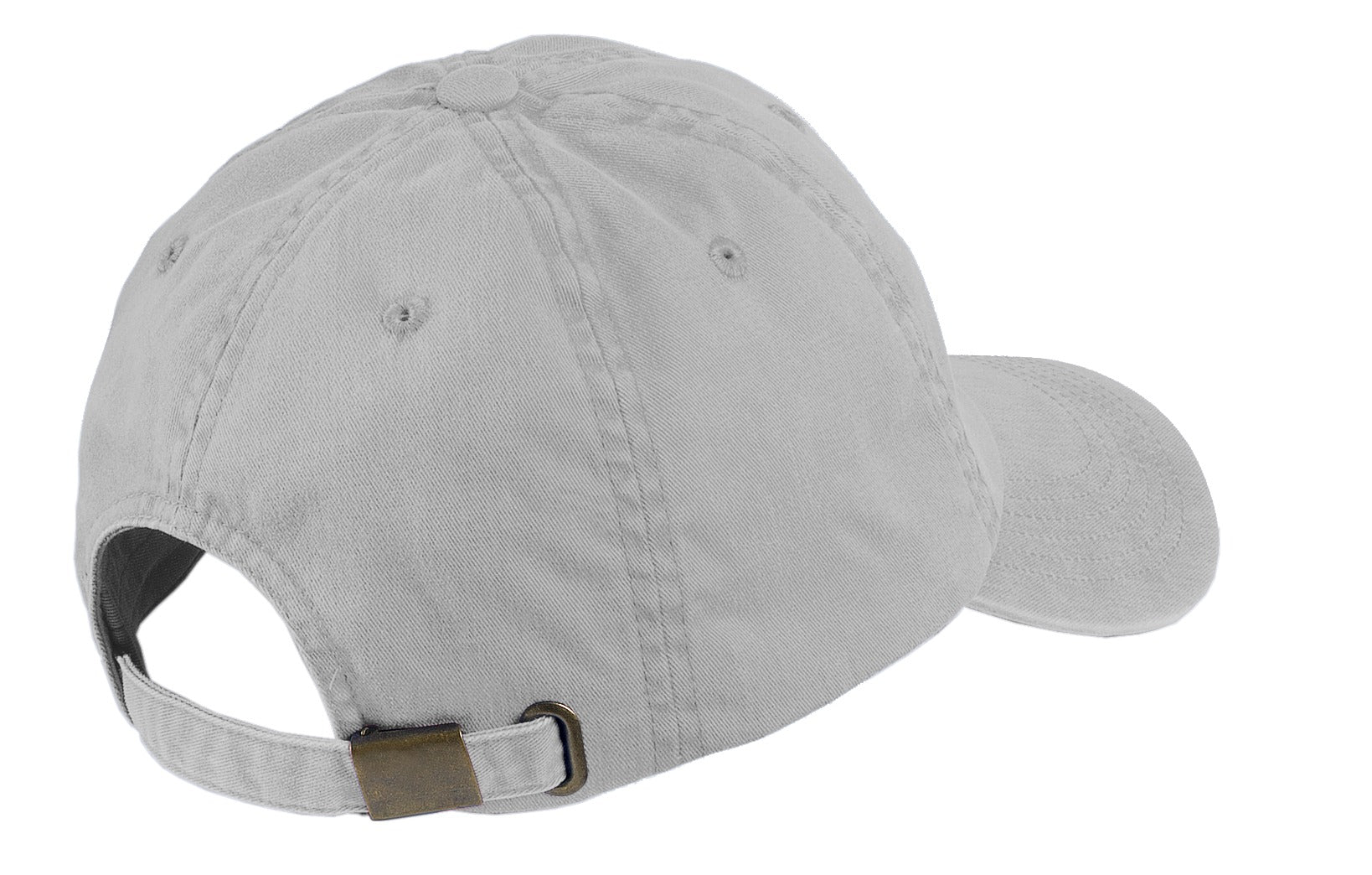 Rear View of Chrome Port Authority Garment-Washed Cap. PWU
