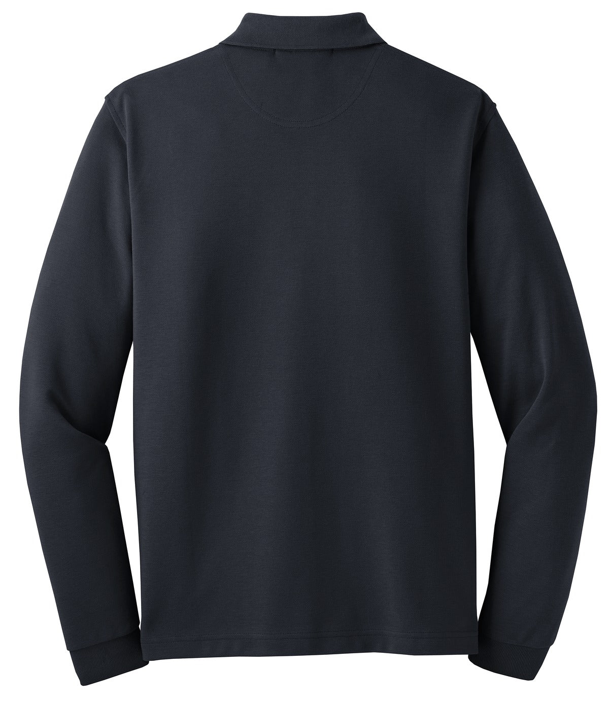 Rear View of Classic Navy Port Authority Rapid Dry Long Sleeve Polo. K455LS