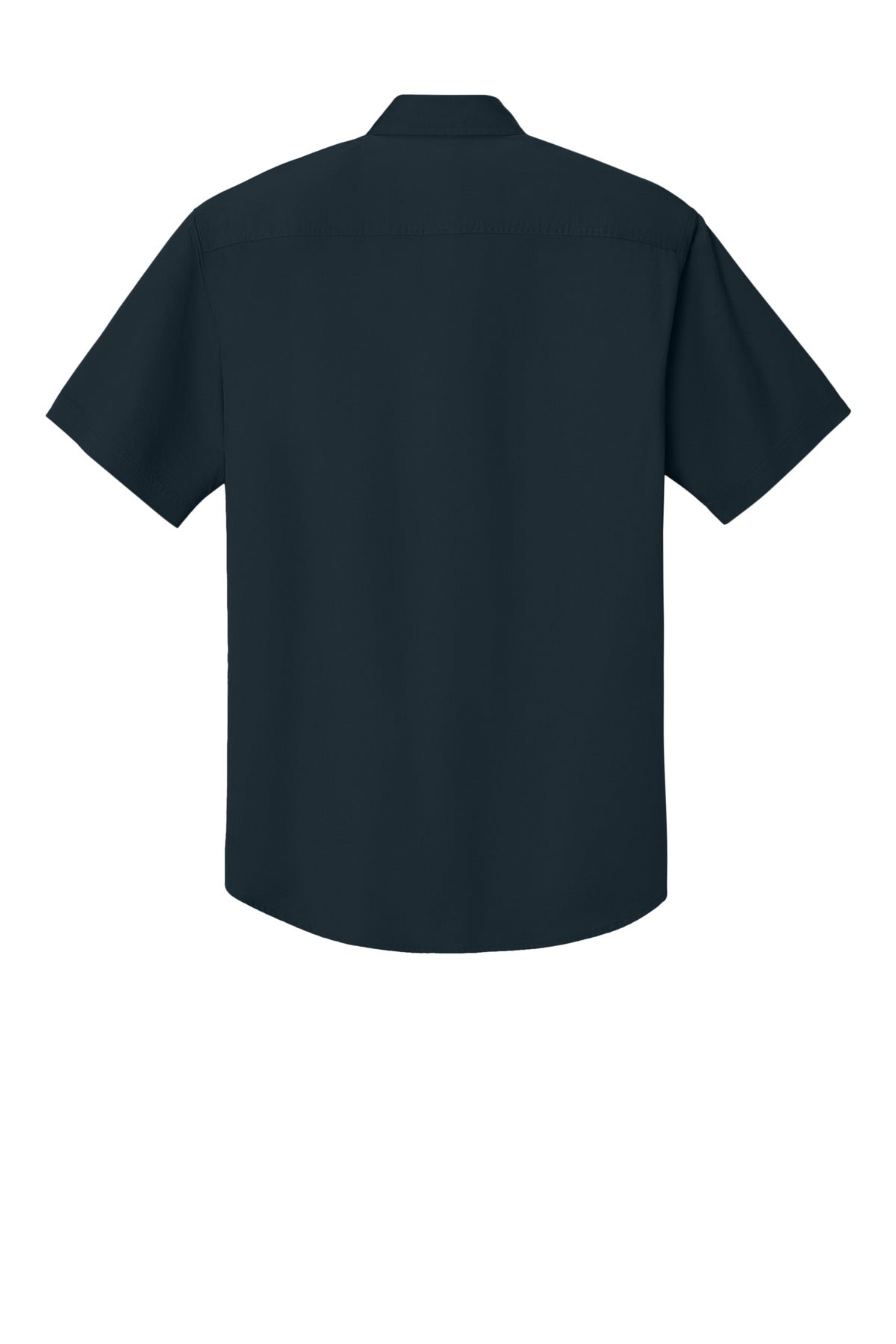 Rear View of Classic Navy Port Authority Short Sleeve Twill Shirt. S500T