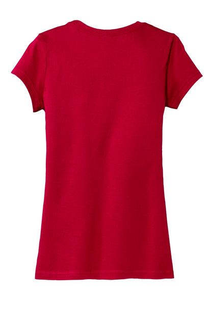 Rear View of Classic Red District Women's Fitted Very Important Tee . DT6001