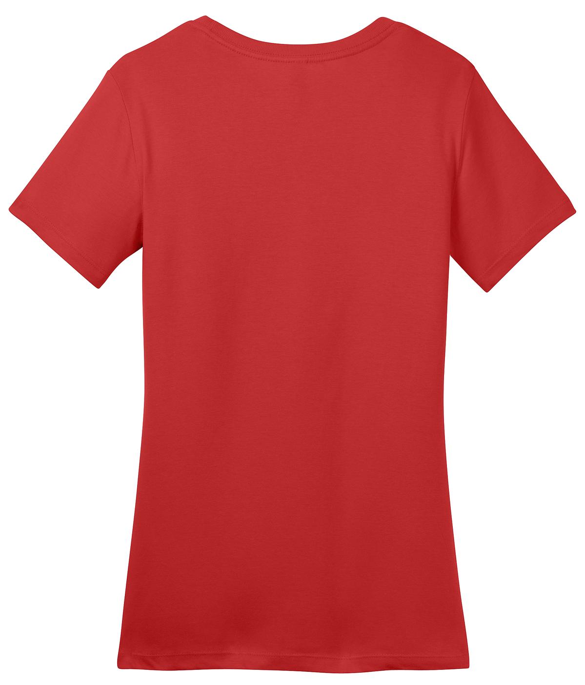 Rear View of Classic Red District Women's Perfect Weight Tee. DM104L