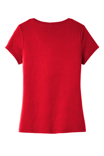 Rear View of Classic Red District Women's Very Important Tee V-Neck. DT6503