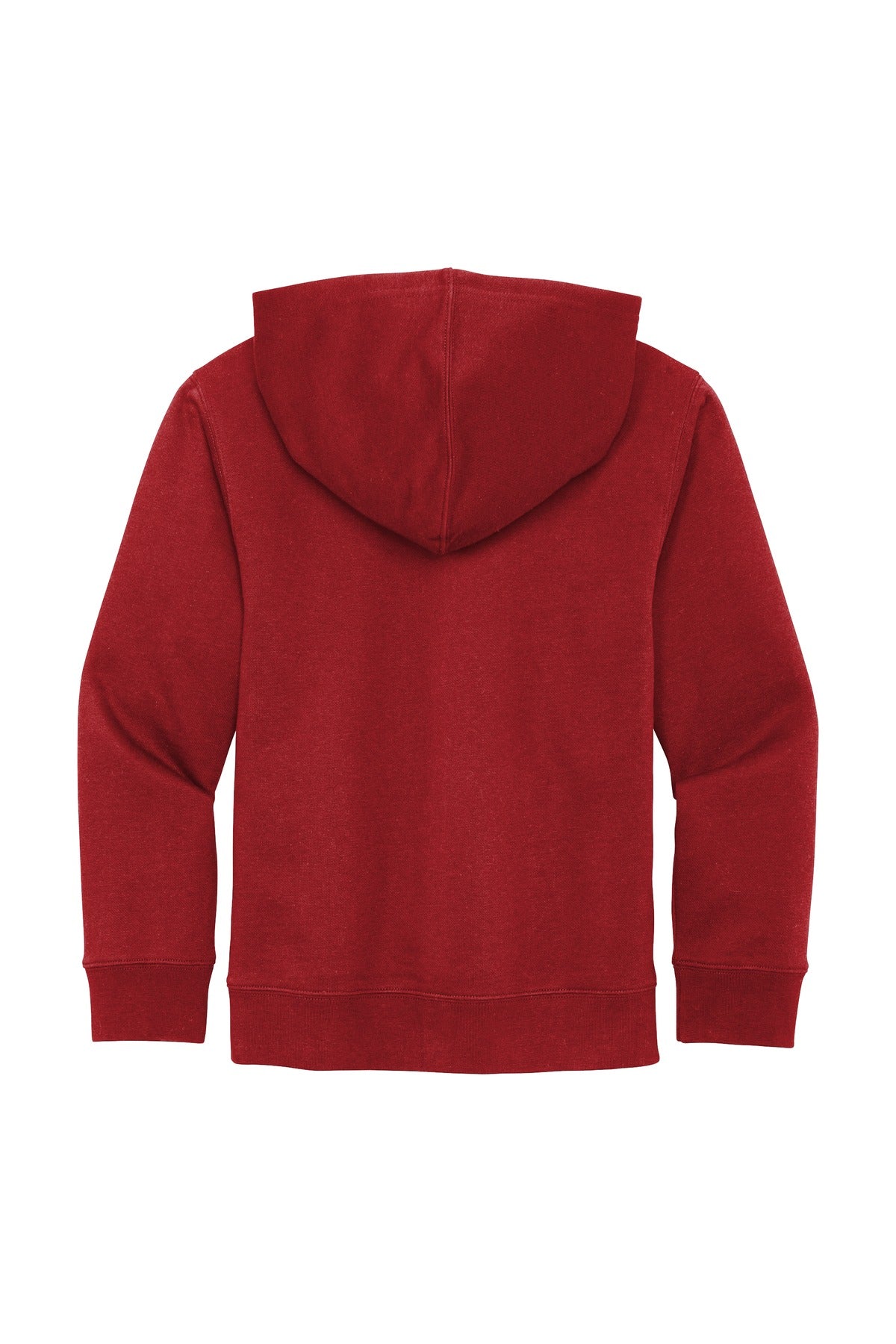 Rear View of Classic Red District Youth V.I.T. Fleece Hoodie DT6100Y