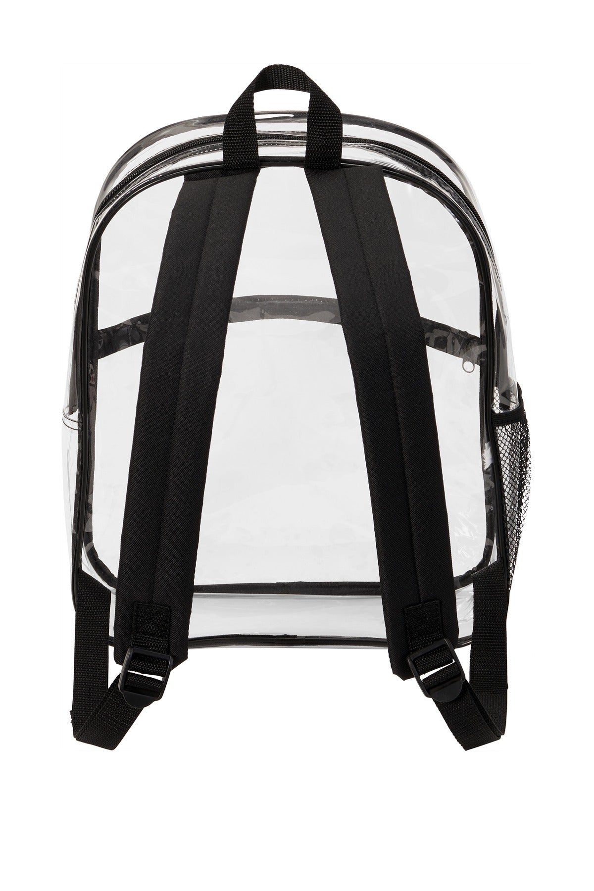 Rear View of Clear/Black Port Authority Clear Backpack BG230