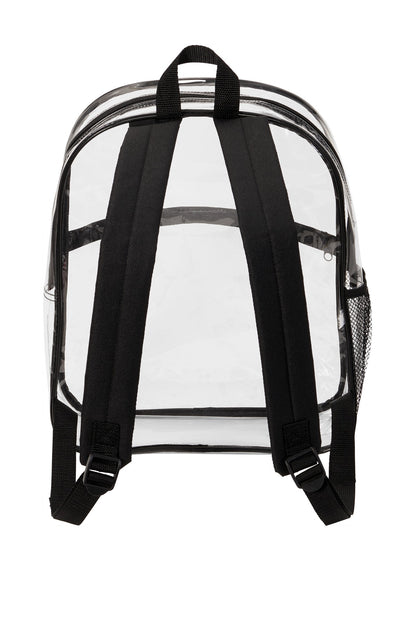 Rear View of Clear/Black Port Authority Clear Backpack BG230