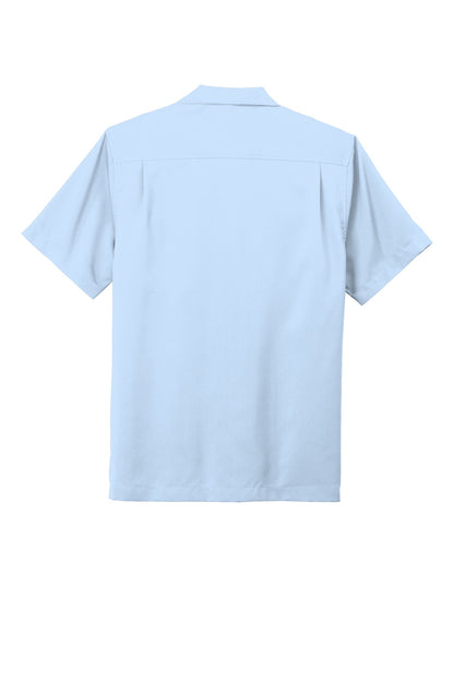 Rear View of Cloud Blue Port Authority Short Sleeve Performance Staff Shirt W400
