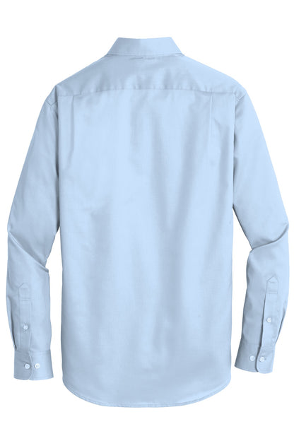 Rear View of Cloud Blue Port Authority SuperPro Twill Shirt. S663