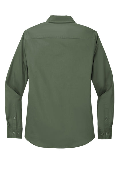 Rear View of Clover Green Port Authority Women's Long Sleeve Easy Care Shirt. L608