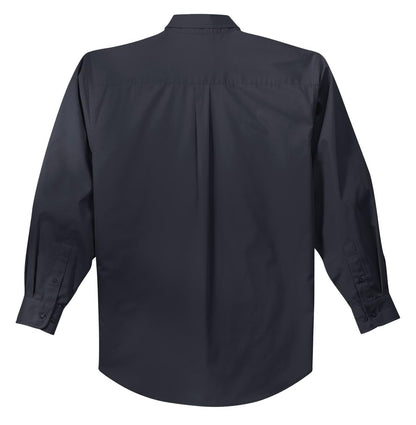 Rear View of Clsc Nvy/LtStn Port Authority Extended Size Long Sleeve Easy Care Shirt S608ES
