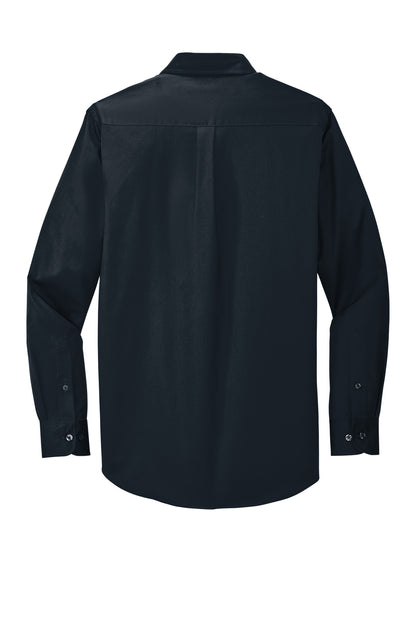 Rear View of Clsc Nvy/LtStn Port Authority Extended Size Long Sleeve Easy Care Shirt S608ES