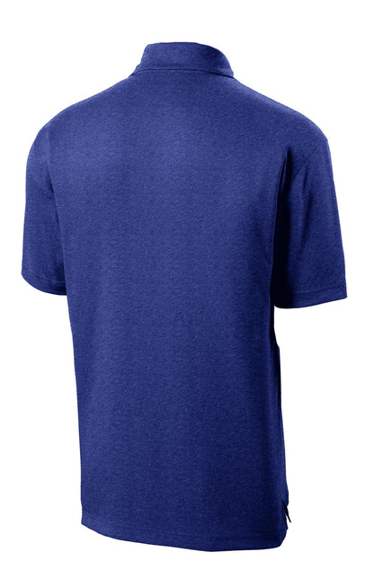 Rear View of Cobalt Hthr Sport-Tek Heather Contender Polo. ST660