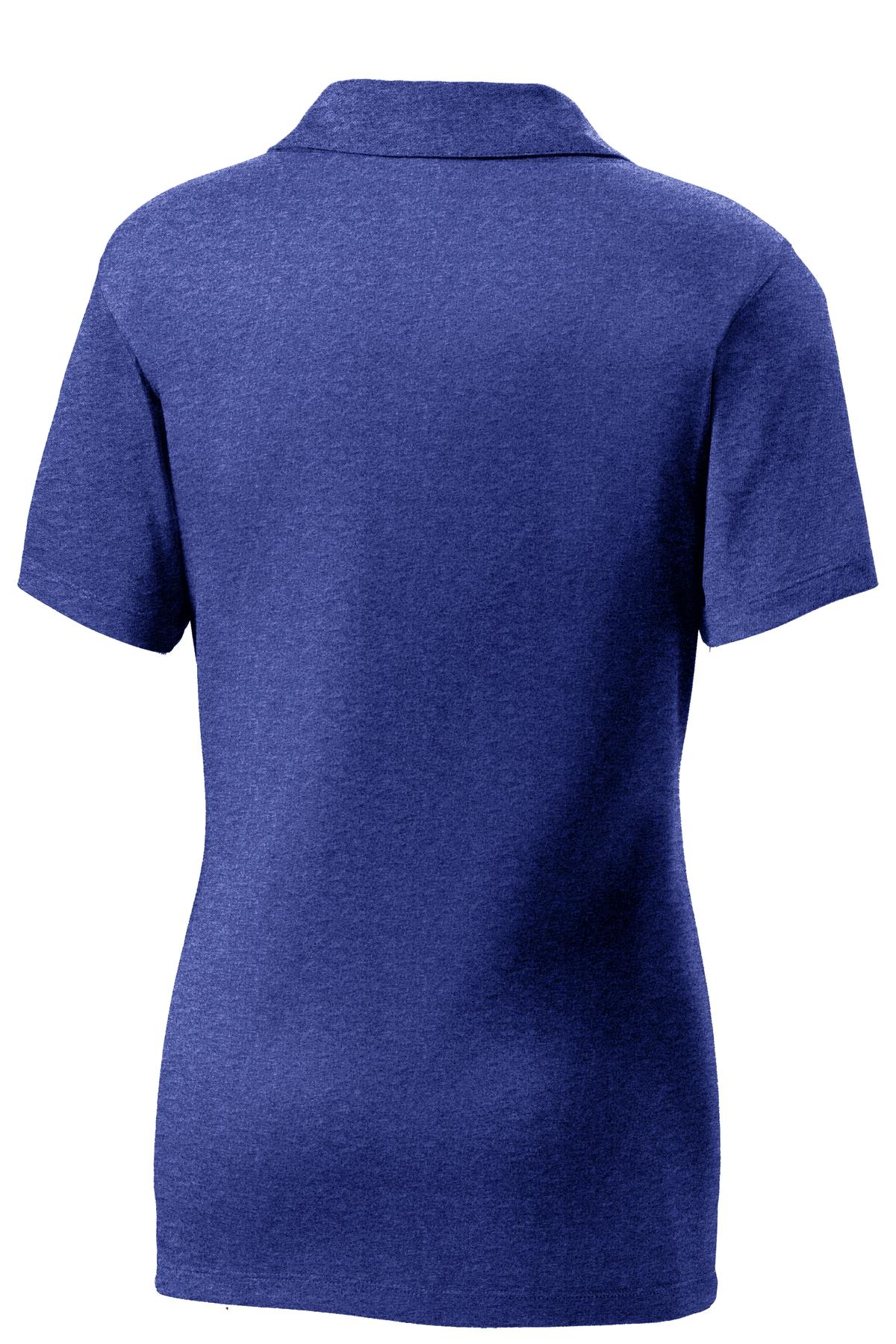 Rear View of Cobalt Hthr Sport-Tek Women's Heather Contender Polo. LST660