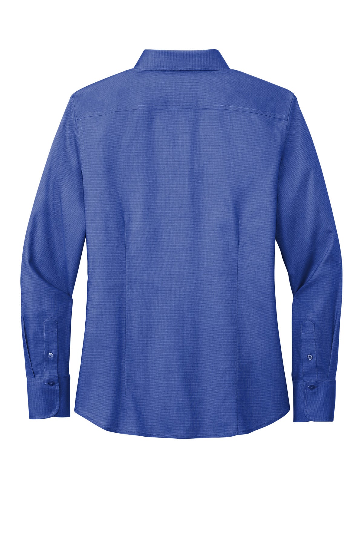 Rear View of CobaltBl Brooks Brothers Women's Wrinkle-Free Stretch Nailhead Shirt BB18003