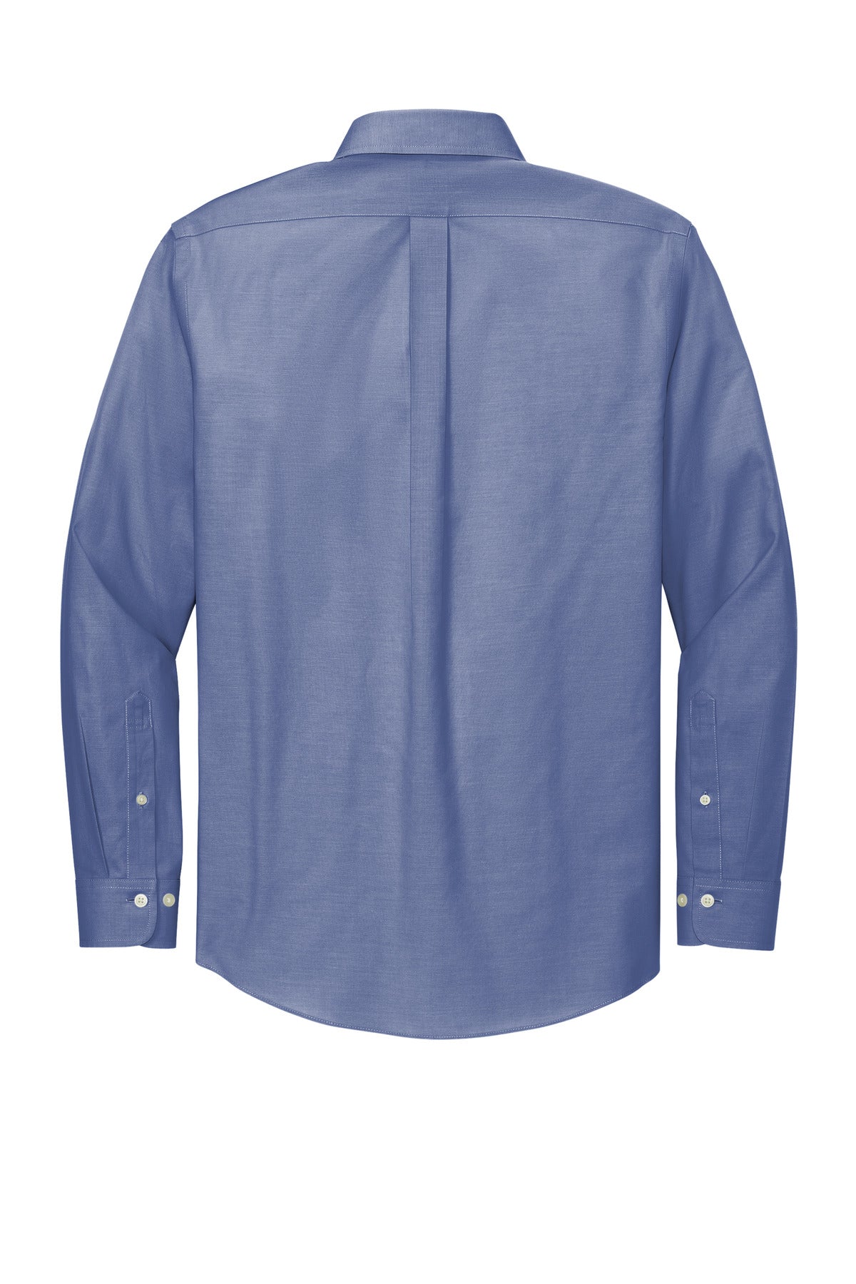 Rear View of CobaltBl Brooks Brothers Wrinkle-Free Stretch Pinpoint Shirt BB18000