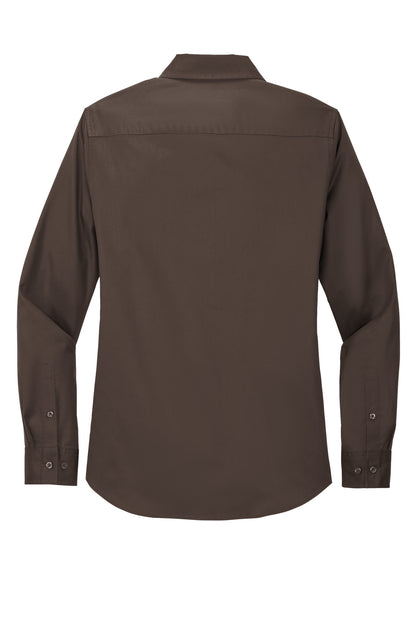 Rear View of Coffee Bean/St Port Authority Women's Long Sleeve Easy Care Shirt. L608