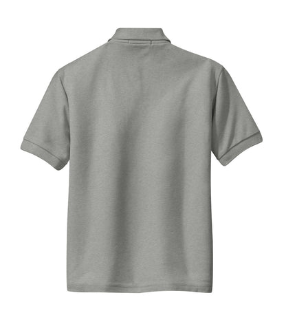 Rear View of Cool Grey Port Authority Youth Silk Touch Polo. Y500