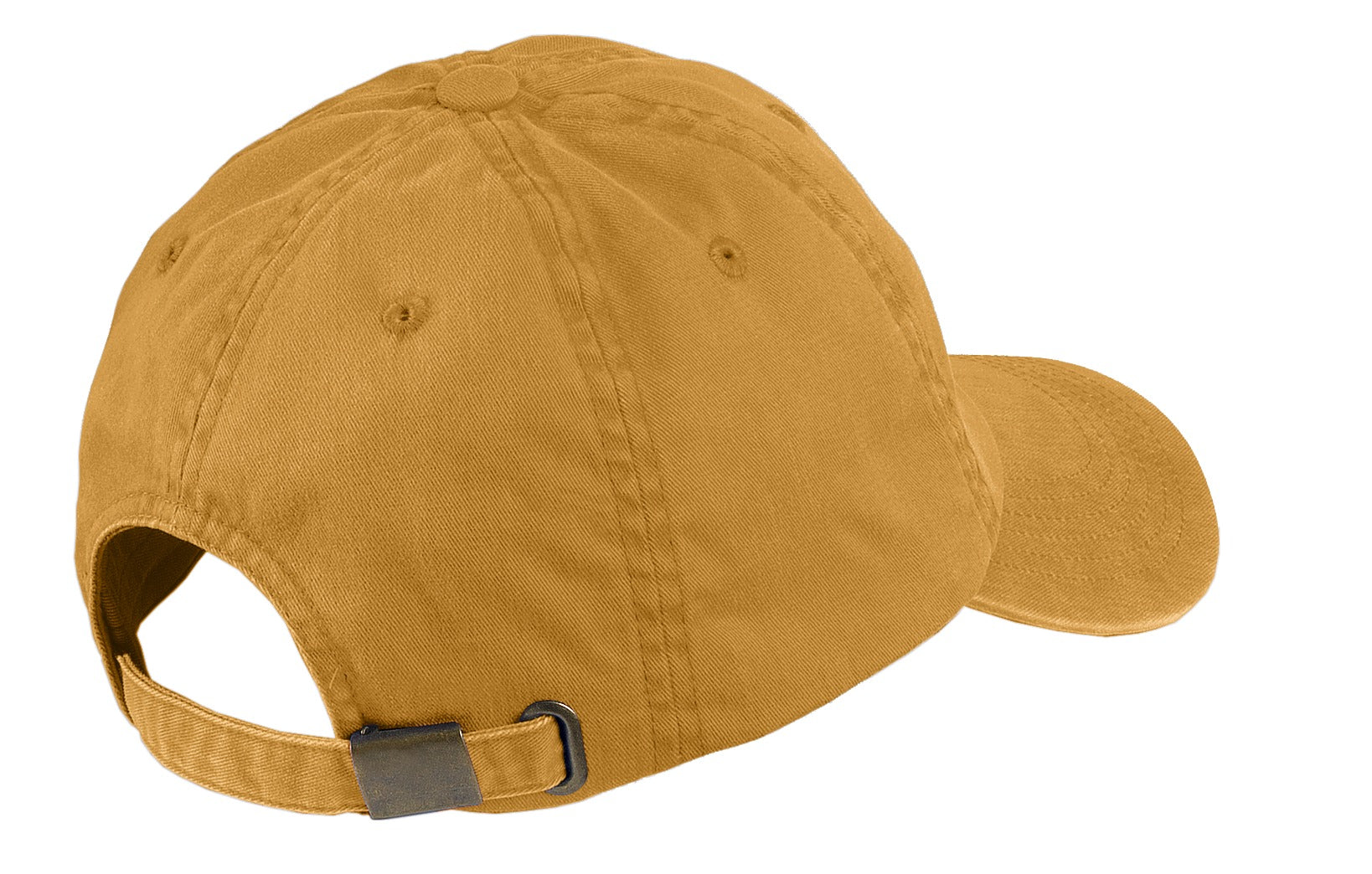Rear View of Dandelion Port Authority Garment-Washed Cap. PWU