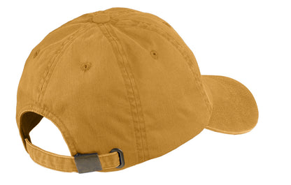 Rear View of Dandelion Port Authority Garment-Washed Cap. PWU