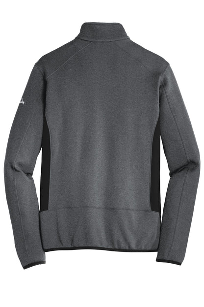 Rear View of Dark Char Hthr Eddie Bauer Full-Zip Heather Stretch Fleece Jacket. EB238