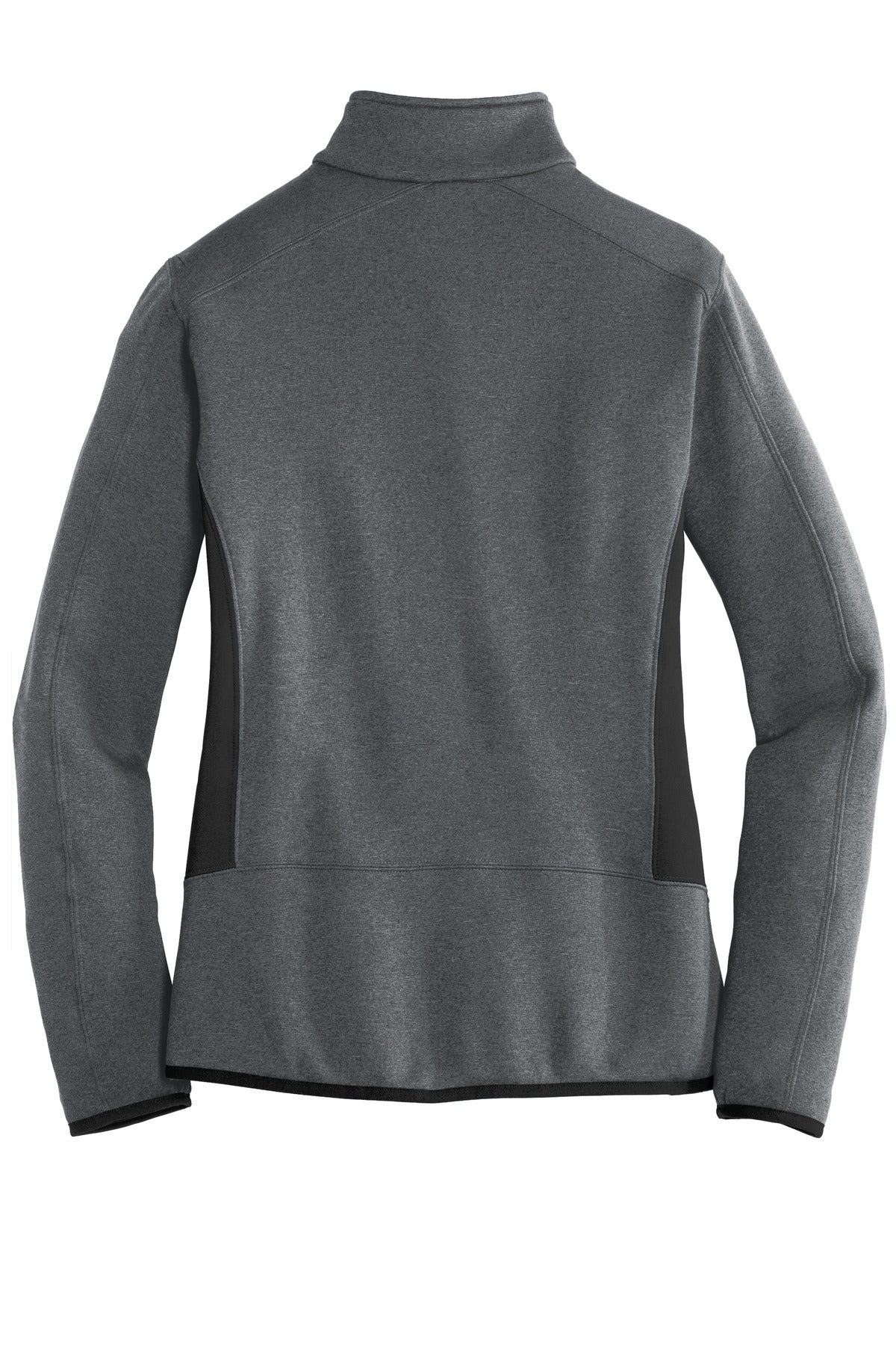 Rear View of Dark Char Hthr Eddie Bauer Women's Full-Zip Heather Stretch Fleece Jacket. EB239