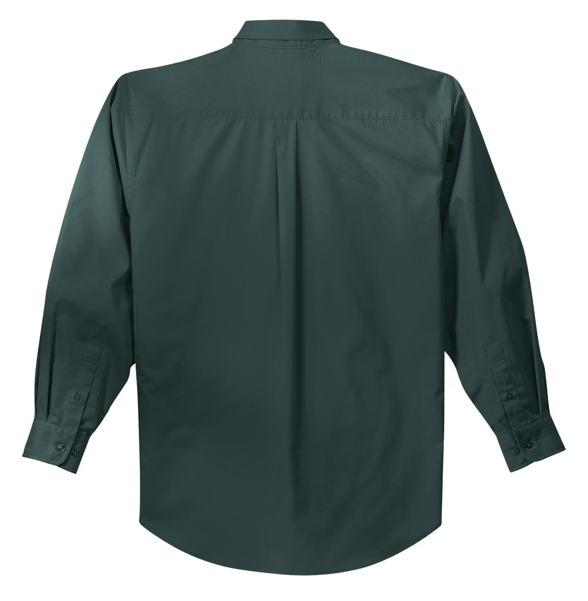 Rear View of Dark Green Port Authority Tall Long Sleeve Easy Care Shirt. TLS608