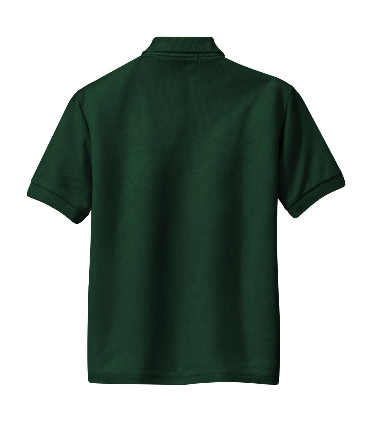 Rear View of Dark Green Port Authority Youth Silk Touch Polo. Y500