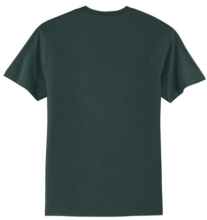 Rear View of Dark Green Port & Company Tall Core Blend Tee. PC55T