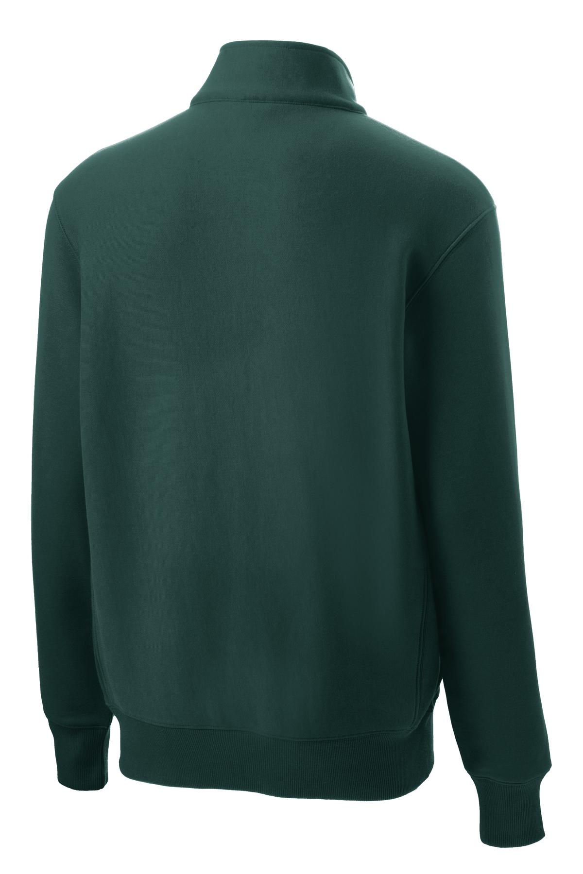 Rear View of Dark Green Sport-Tek Super Heavyweight 1/4-Zip Pullover Sweatshirt. ST283