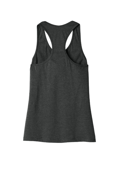 Rear View of Dark Grey Ht BELLA+CANVAS Women's Jersey Racerback Tank. BC6008