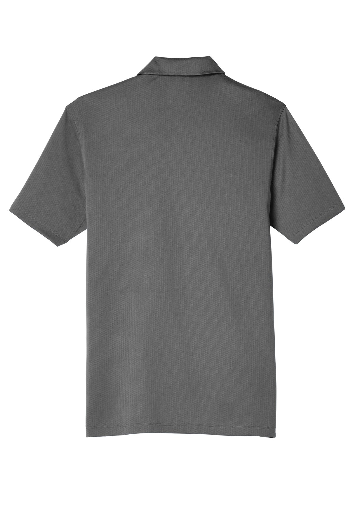 Rear View of Dark Grey Nike Dri-FIT Hex Textured Polo. NKAH6266