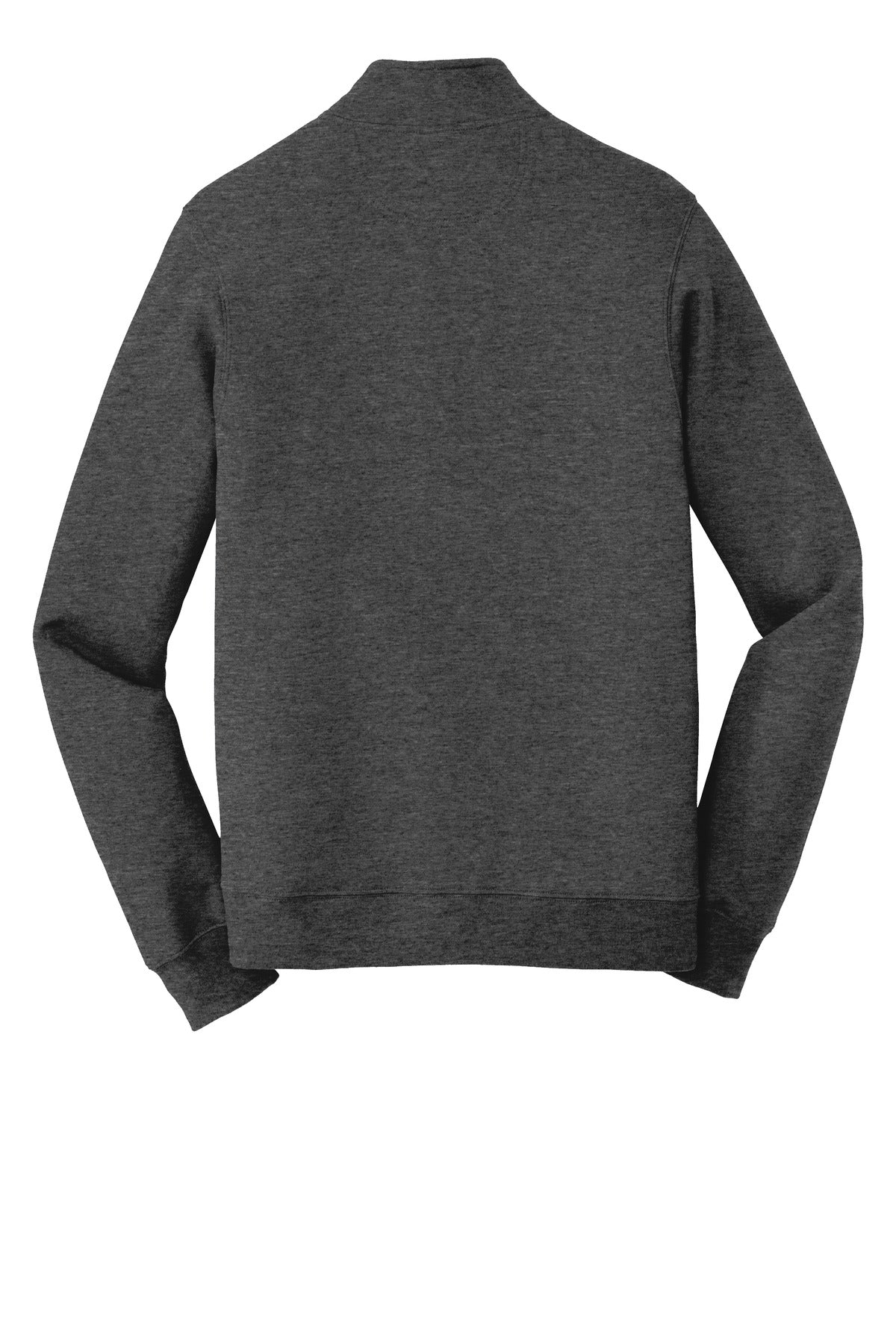 Rear View of Dark Hthr Grey Port & Company Fan Favorite Fleece 1/4-Zip Pullover Sweatshirt. PC850Q