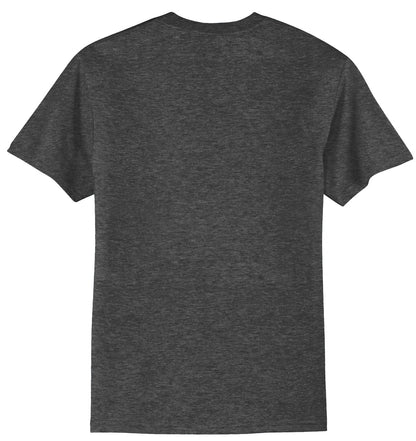 Rear View of Dark Hthr Grey Port & Company Tall Core Blend Tee. PC55T