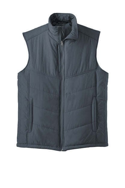 Rear View of Dark Slate Port Authority Puffy Vest. J709