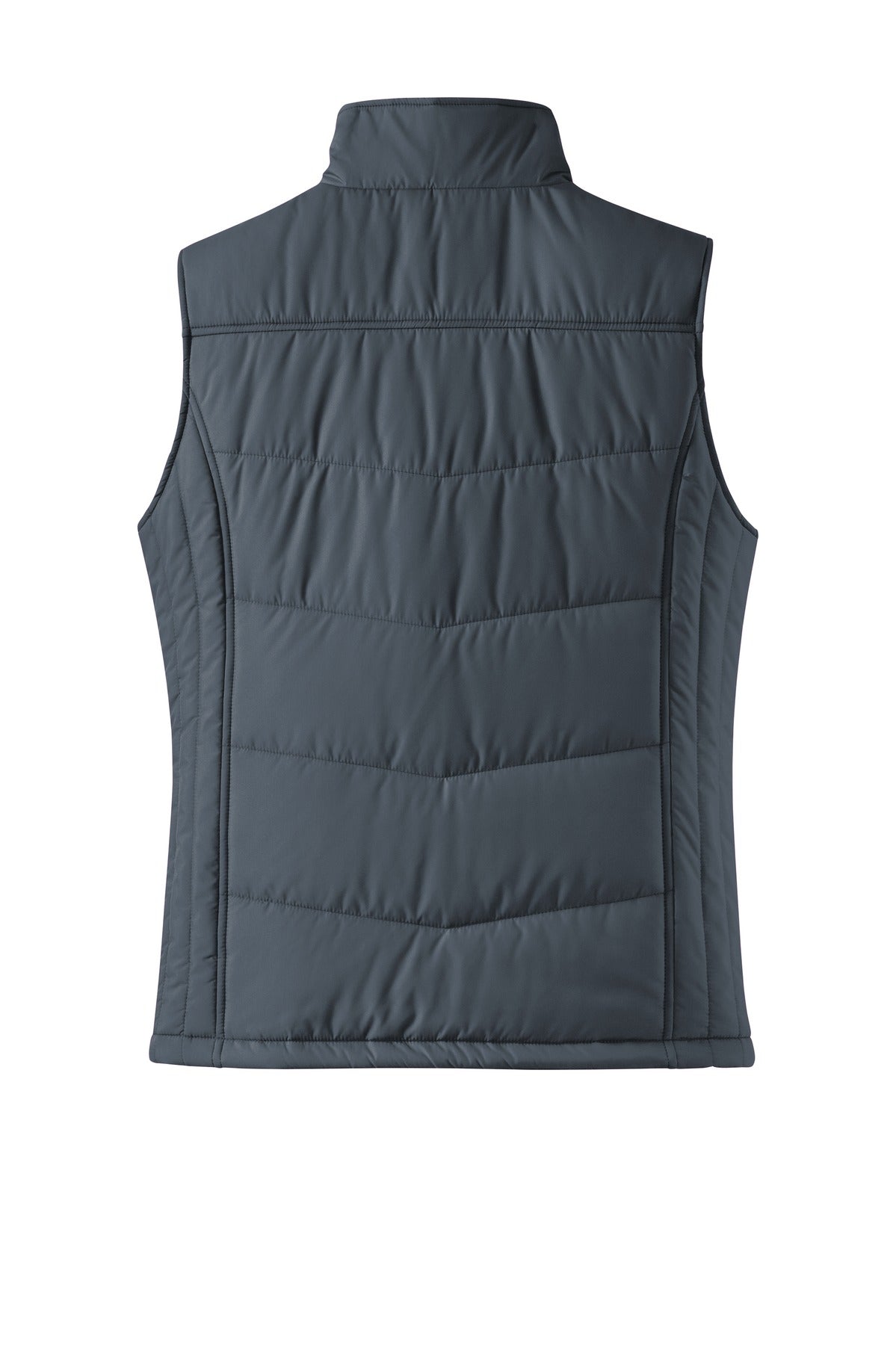 Rear View of Dark Slate Port Authority Women's Puffy Vest. L709