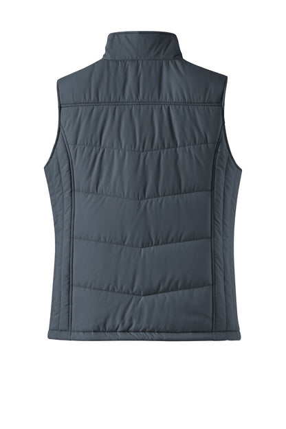 Rear View of Dark Slate Port Authority Women's Puffy Vest. L709