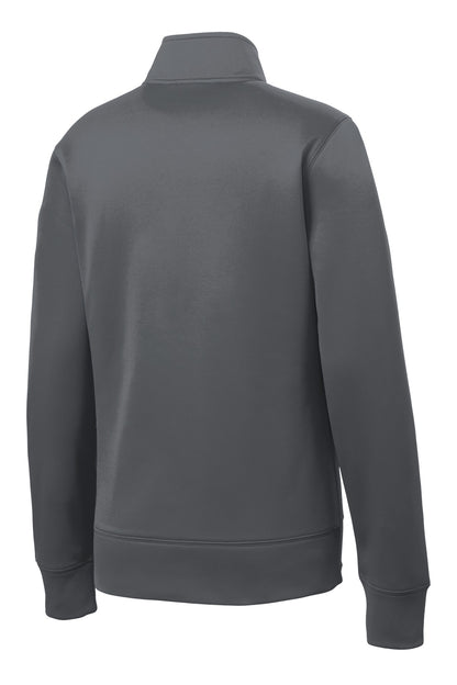 Rear View of Dark Smk Grey Sport-Tek Women's Sport-Wick Fleece Full-Zip Jacket. LST241