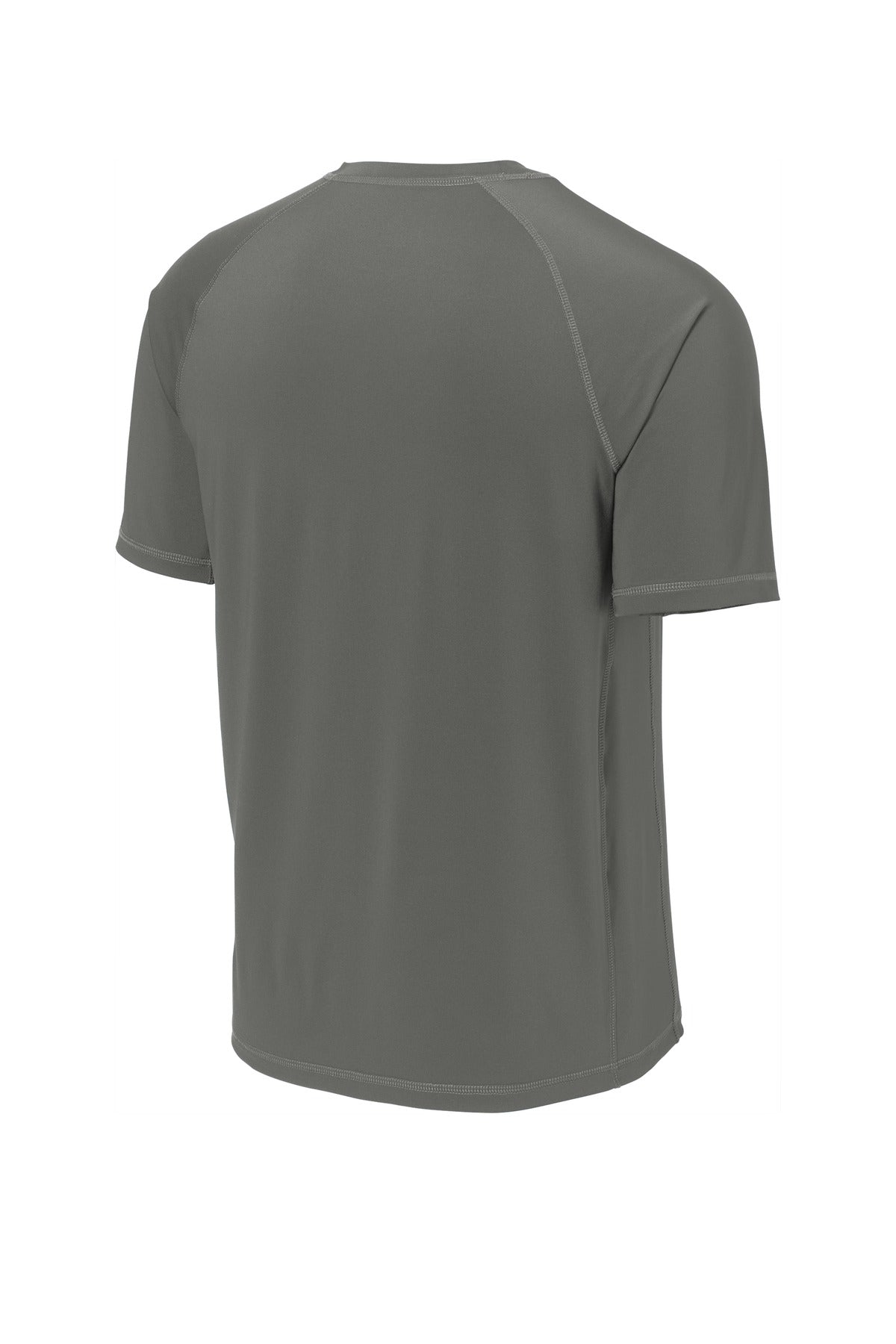 Rear View of Dark Smoke Gry Sport-Tek Rashguard Tee. ST470