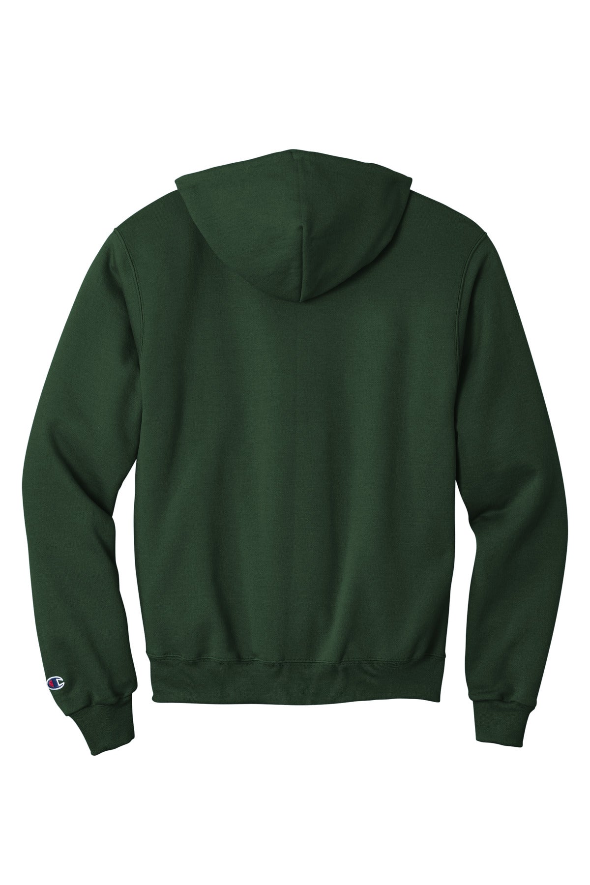 Rear View of DarkGreen Champion Powerblend Pullover Hoodie. S700