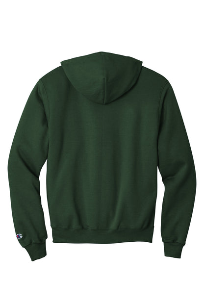 Rear View of DarkGreen Champion Powerblend Pullover Hoodie. S700