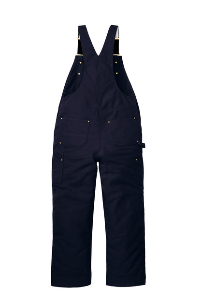 Rear View of DarkNavy Carhartt Firm Duck Insulated Bib Overalls CT106672