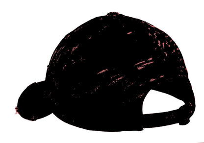 Rear View of Dashing Red District Distressed Cap. DT600